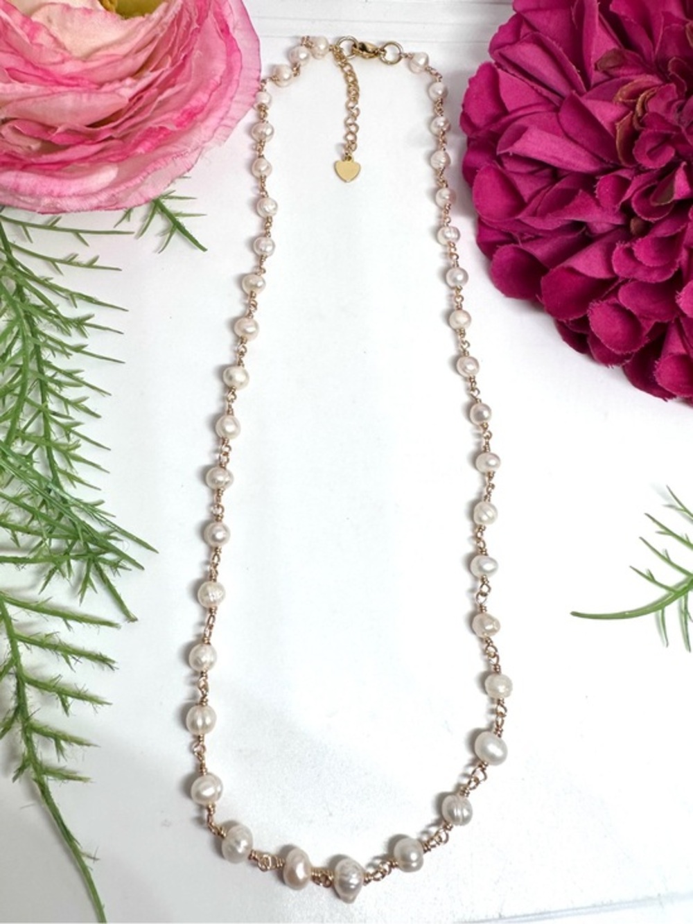 NEW⚜️Freshwater Pearl Chain Beaded Necklace